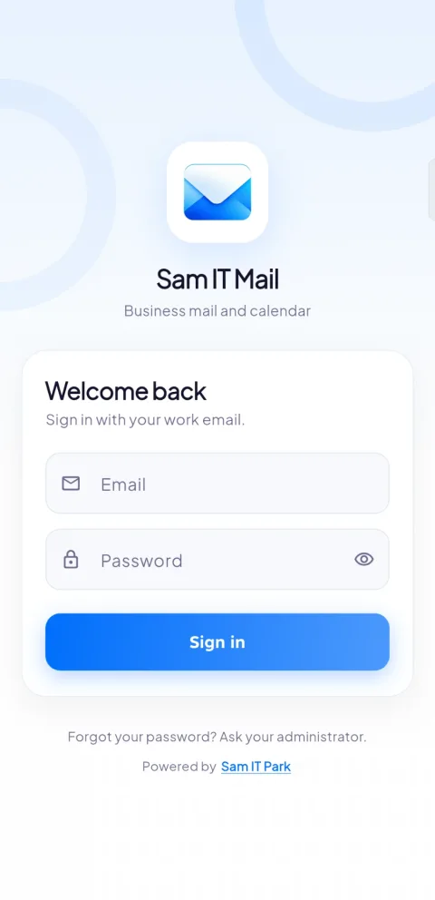 SamitMail app sign in screen